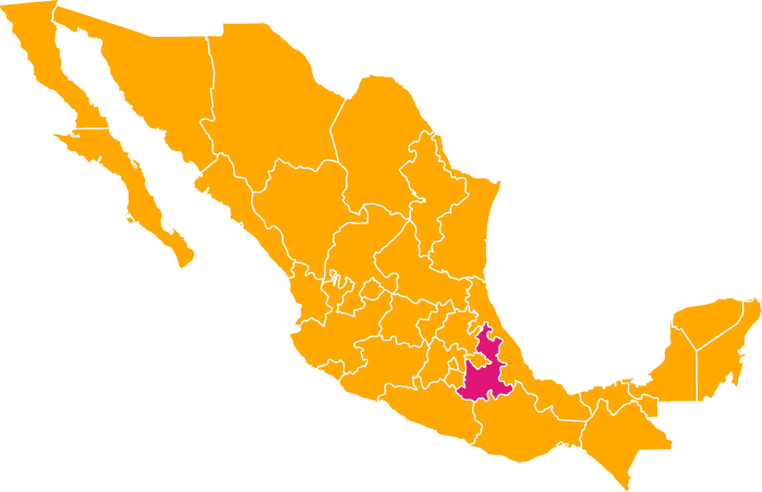 Mapa Republica Mexicana con estado de puebla resaltado